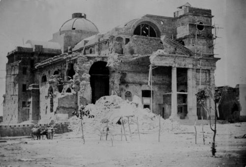 Church Nuestra Señora del  Rosario  and San Benito of Palermo after the bombardment in 1865